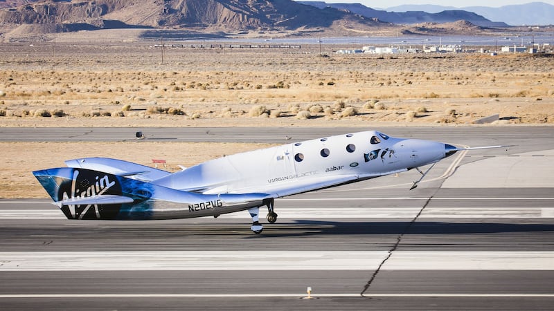 The Unity craft is undergoing final checks in preparation for a test flight from Mojave, California.