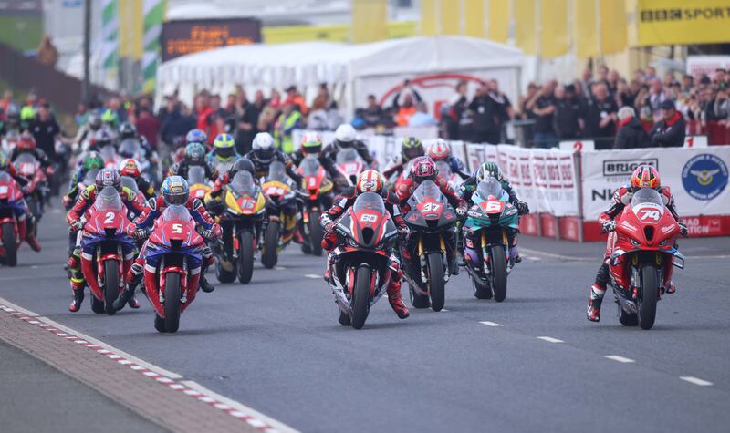 Davey Todd 74 leads from start to finish during the first Superstock race.
Picture: Stephen Davison/Pacemaker Press