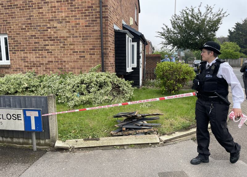 Damage to a property on Laing Close near the scene in Hainault