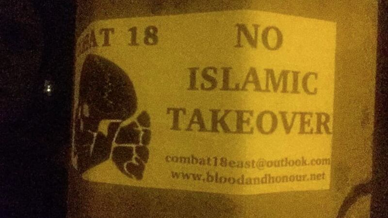 The stickers were pasted in the Folly area of Armagh 
