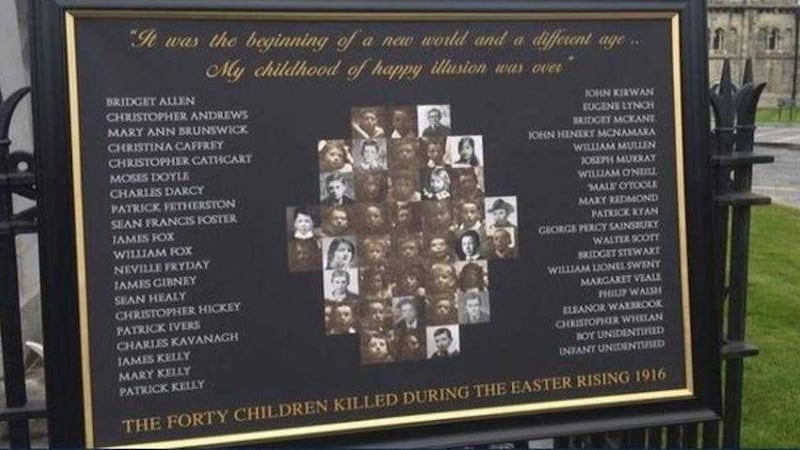 A plaque to the 40 children who died in the 1916 Easter Rising 
