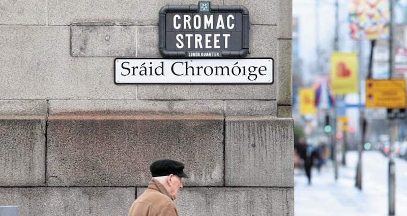 Irish Street signs in Belfast city centre. Picture by Mal McCann 