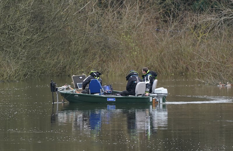 Police search teams on the River Wensum in Wensum Park, Norwich, after Gaynor Lord went missing in December last year