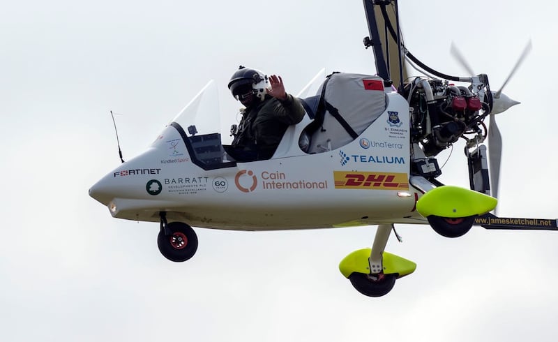 Adventurer James Ketchell takes off for the first leg of his bid to fly round the world (Steve Parsons/PA Wire)