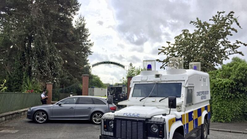 Police and an army bomb disposal team at Shandon Park Golf Club in east Belfast to examine a suspect device placed under a car in June. Picture by David Young/PA Wire 