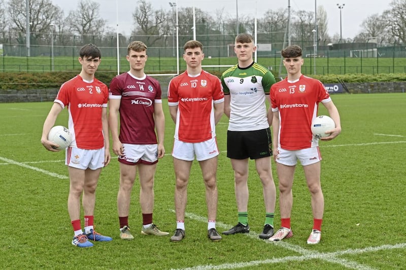 The five-strong Tyrone contingent on the 2023 Danske Bank Ulster Colleges Football Allstars team. Pic: Presseye 