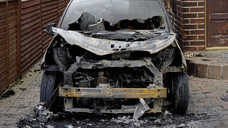 Damage to a house and car at Jellico Avenue in borth Belfast following an arson attack. Picture Mark Marlow. 