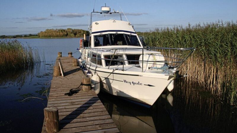 Crehan Island comes complete with its own jetty and diesel motor cruiser 
