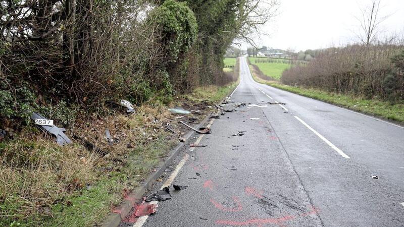 Paul Donnelly (36) died and the driver of the other car and his five-year-old stepdaughter girl were taken to hospital, following a two-vehicle crash at Magheraknock Road, Ballynahinch. Picture by Cliff Donaldson 
