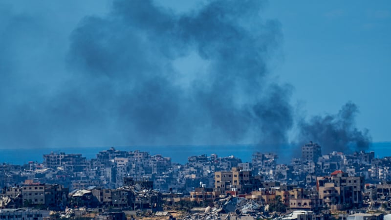 Smoke rises in the northern Gaza Strip (Ariel Schalit/AP)