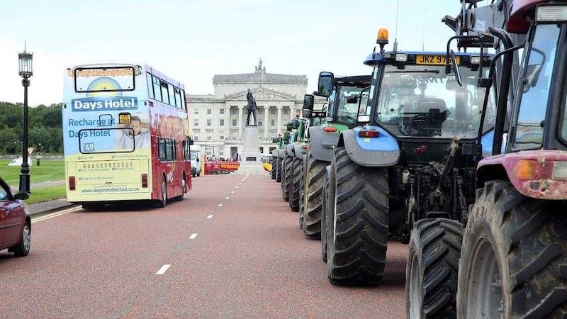 Farmers took protests over farm gate prices to Parliament Buildings in July 