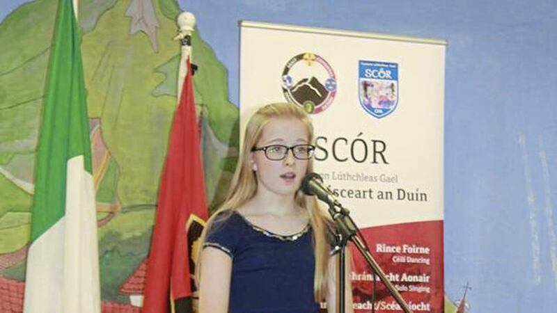 Nicole Fegan performing in the Sc&oacute;r na n&Oacute;g competition in Co Down on Friday 