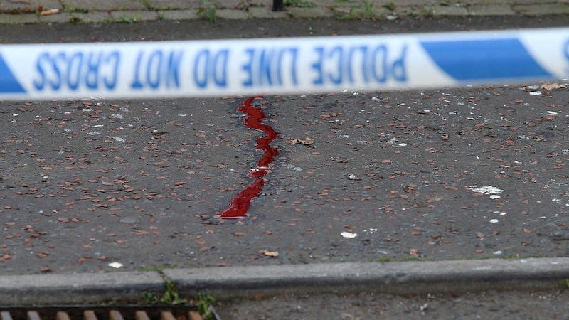A trail of blood at Herbert Street, Ardoyne in north Belfast. Picture by Mal McCann