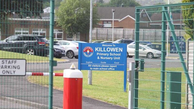 A man and two children were rushed to hospital after a lightning strike outside Killowen Primary School in Lisburn. Picture by Matt Bohill