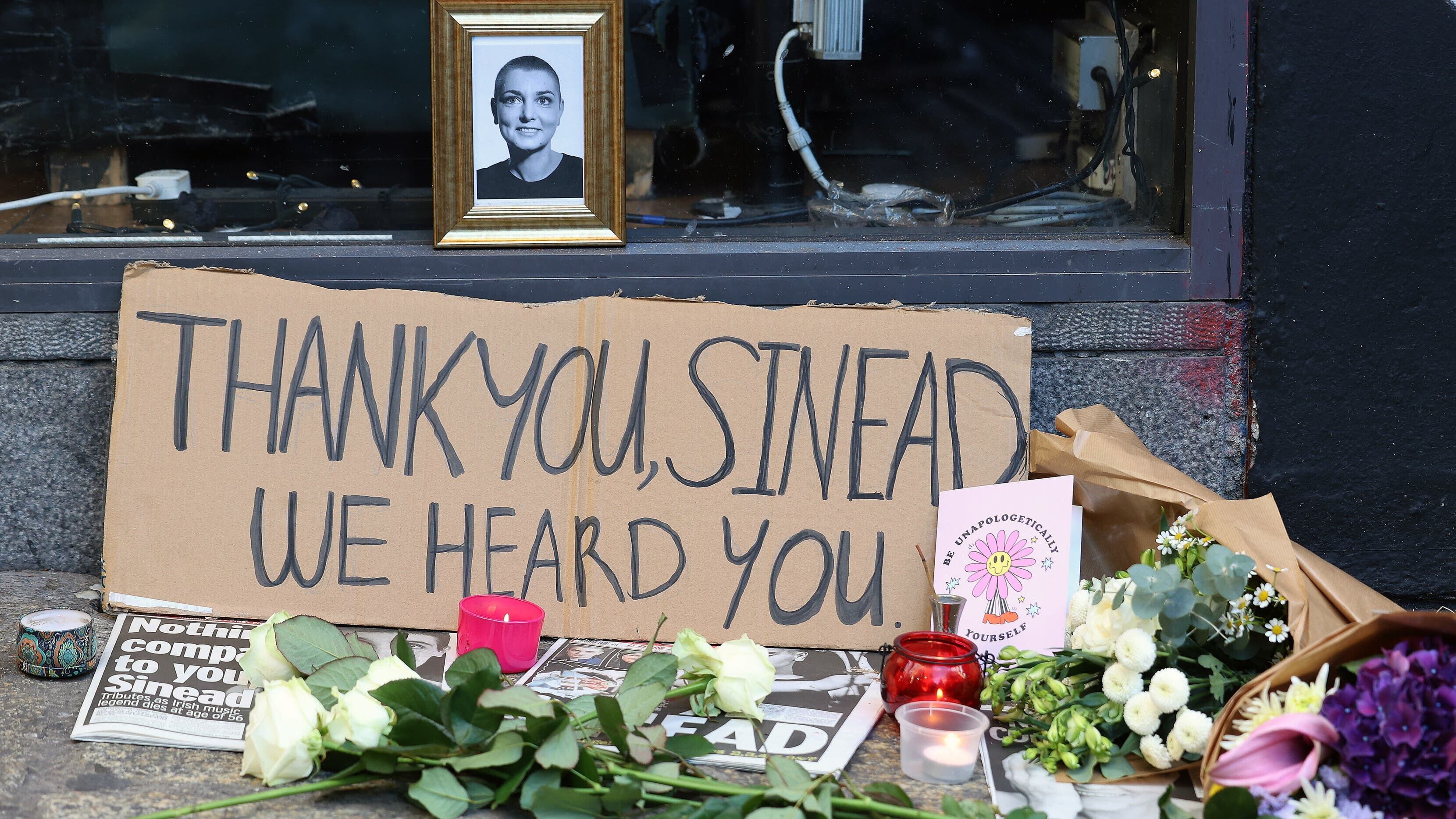 Tributes to Sinead O’Connor at the Irish Rock ‘n’ Roll Museum in the Temple Bar area of Dublin (Damien Eagers/PA)