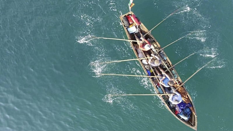 The Camino Voyage is a film about a small group of Irishmen who rowed to Santiago de Compostela in a naohm&oacute;g or currach 