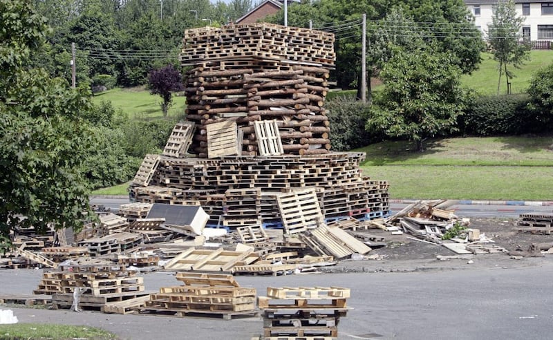 Milltown bonfire in 2008 constructed with telegraph poles&nbsp;