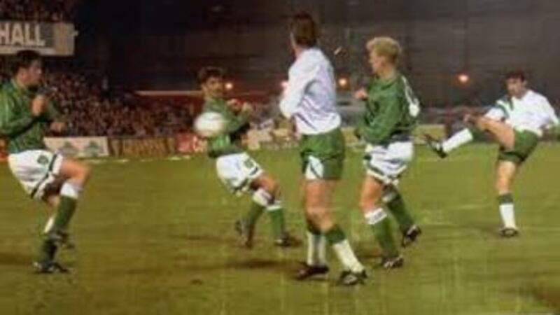Alan McLoughlin scored a dramatic equaliser against Northern Ireland to secure the Republic of Ireland's place at USA '94