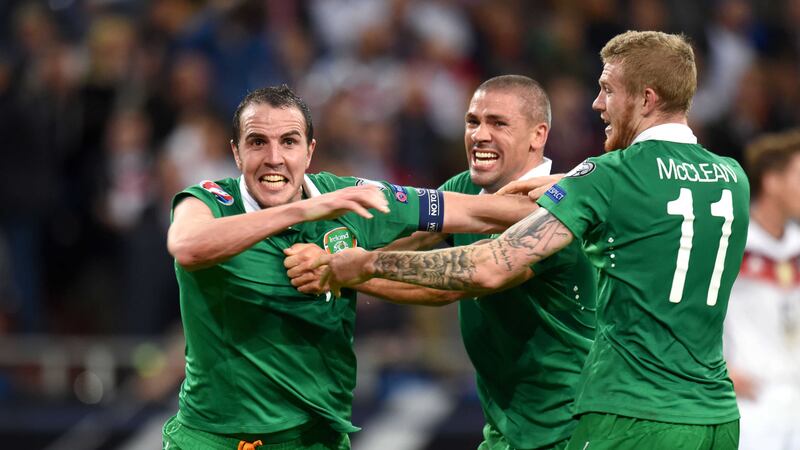 John O'Shea, left, is a major injury doubt for Ireland's&nbsp;Euro 2016 play-off against Bosnia-Herzegovina