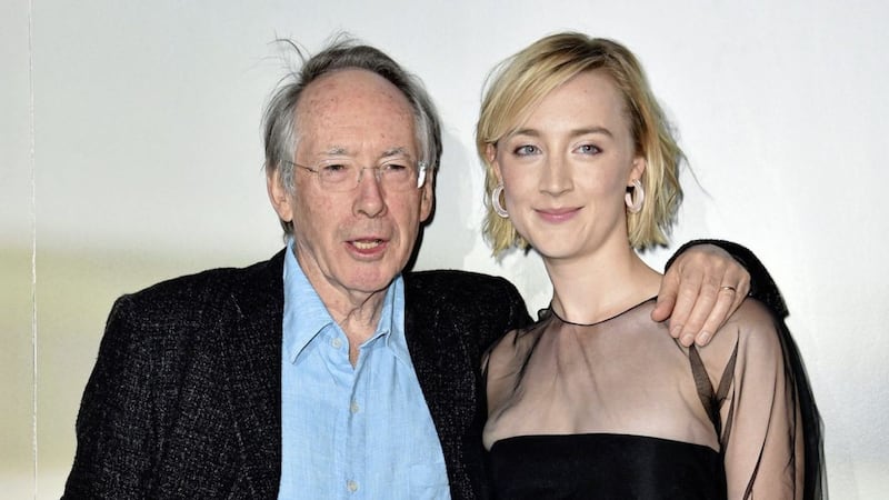Author Ian McEwan with Irish actress Saoirse Ronan who has starred in film adaptations of his novels Atonement and On Chesil Beach 
