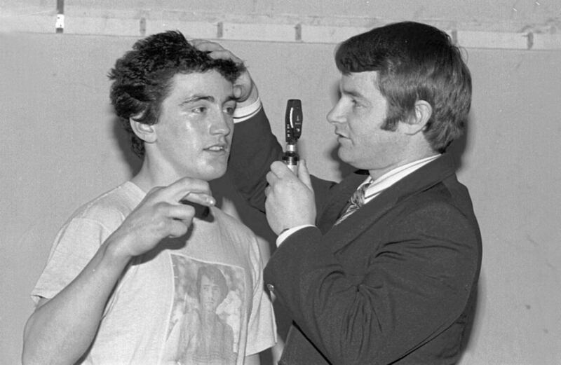 Dr Sean Donnelly examines Barry McGuigan during his amateur days. The &#39;Clones Cyclone&#39; would go on to win a featherweight world title as a pro 