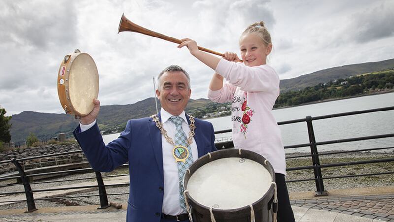 Newry, Mourne and Down Council Chair Mark Murnin and Jasmine Kelly help to launch the festival&nbsp;