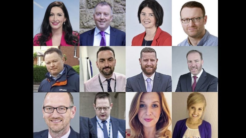 Tipped to be announced as special advisers, top from left: Emma Little-Pengelly Philip Weir, Kim Ashton and Eoin Rooney; middle: John Loughran, Stephen McGlade, Ronan McGinley and Ken Nelson; bottom: Peter Martin, Mark Ovens, Tanya McCamphill and Claire Johnson 