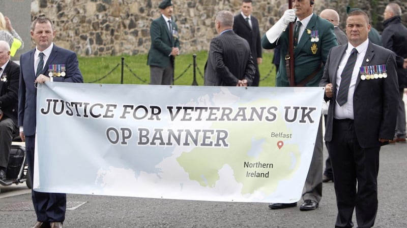 Former British soldiers have protested over investigations being held into Troubles cases 