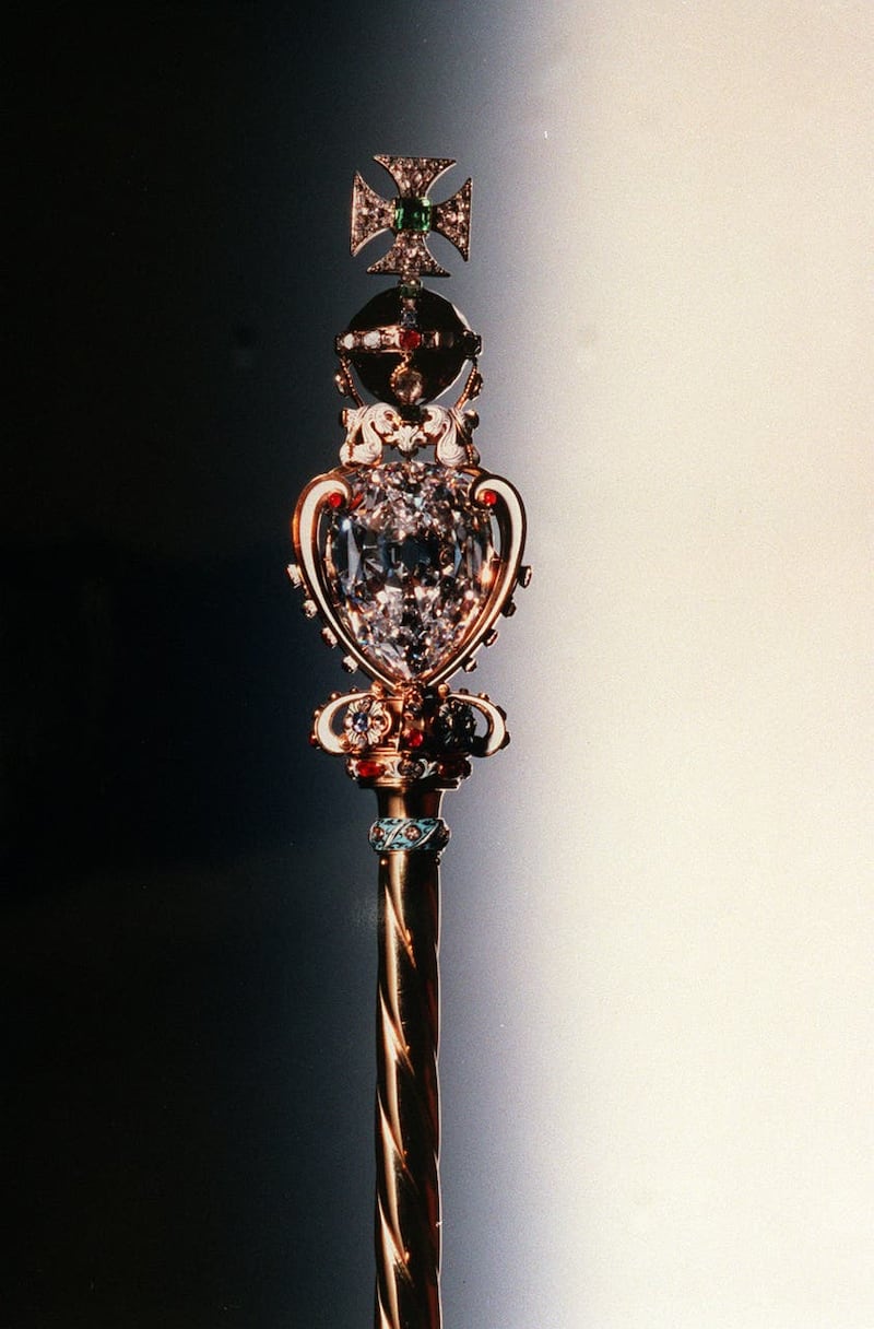The Royal Sceptre which is part of the British Crown Jewels, featuring a Cullinan diamond