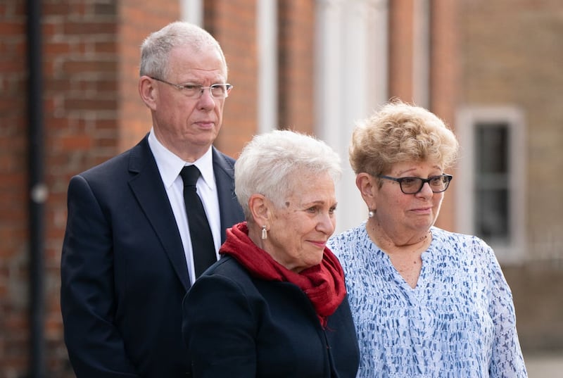 Daughters Fran Bradshaw and Marian Stevens-Farrow at his funeral
