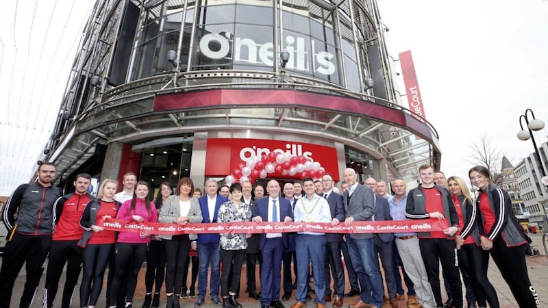 Staff at O&#39;Neills new store help cut the ribbon on the new Royal Avenue outlet. Picture by Jonathan Porter/PressEye 
