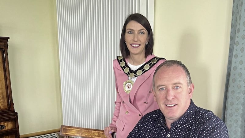 Mid Ulster District Council chair, Cllr C&oacute;ra Corry with planning committee chair, Cllr Cathal Mallaghan. 