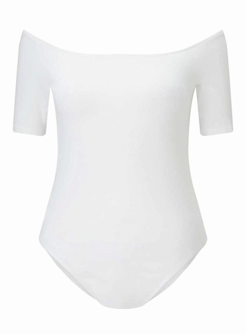 Miss Selfridge White Short Sleeve Bardot Body, &pound;12 