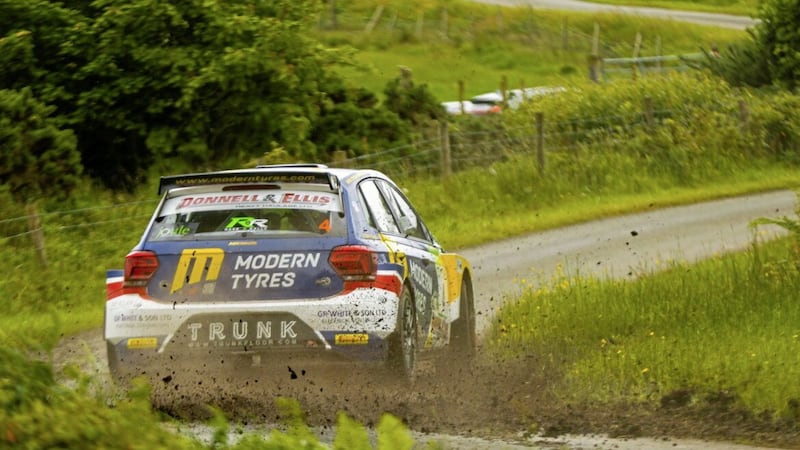 Alastair Fisher and Gordon Noble are one of the crews hoping to catch Irish Tarmac Championship leaders Josh Moffett and Andy Hayes. Pic: Ruaidhri Nash 
