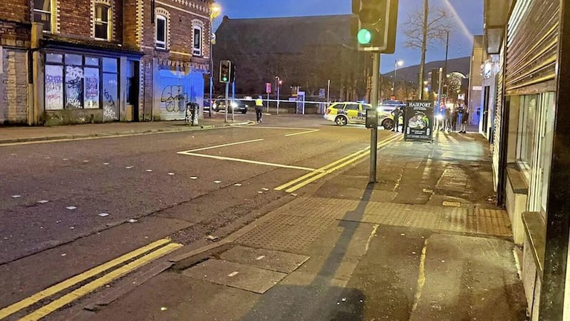 Police closed Belfast&#39;s Donegall Road in both directions on Thursday after a derelict building was confirmed to be unstable. Picture: Tracy Kelly 