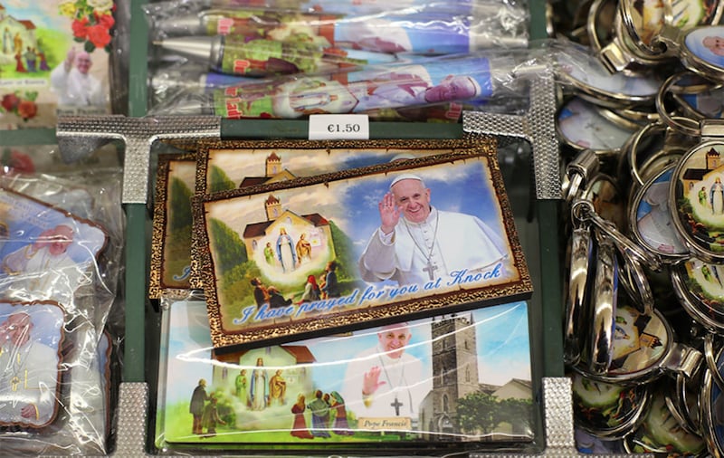 Pope Francis fridge magnets on sale in Knock, Co Mayo. Picture by Niall Carson, Press Association&nbsp;