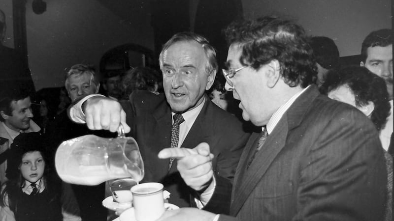 More tea, please! Albert Reynolds visited Northern Ireland for the first time as Taoiseach in 1993, a year after taking office. His short visit was to Derry  and Irish News photographer Hugh Russell captured this series of images