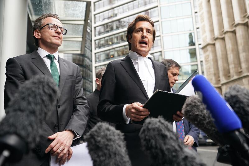 The Duke of Sussex’s barrister, David Sherborne, speaks to the media outside the Rolls Building in central London