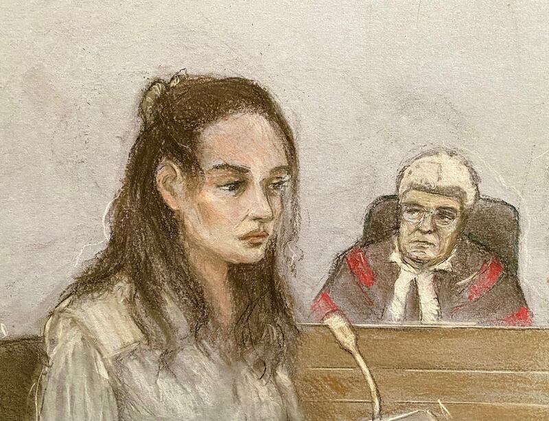 Court artist sketch of Constance Marten appearing at the Old Bailey