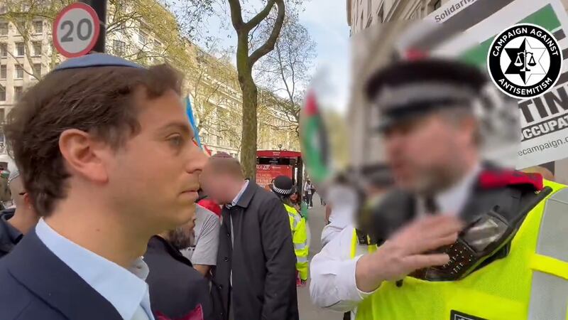 Campaign Against Antisemitism chief executive Gideon Falter was threatened with arrest near a pro-Palestine demonstration