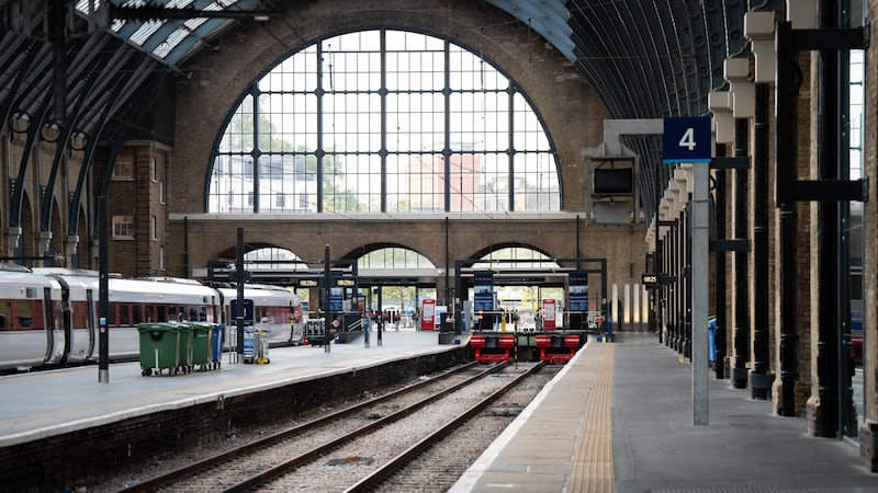Empty platforms at King’s Cross station in London (James Manning/PA)