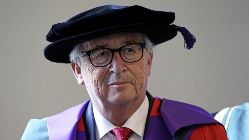 President of the European Commission, Jean-Claude Juncker, paid tribute to Peter Sutherland as he received an honorary degree at the Royal College of Surgeons in Dublin. Picture by Brian Lawless/PA Wire            