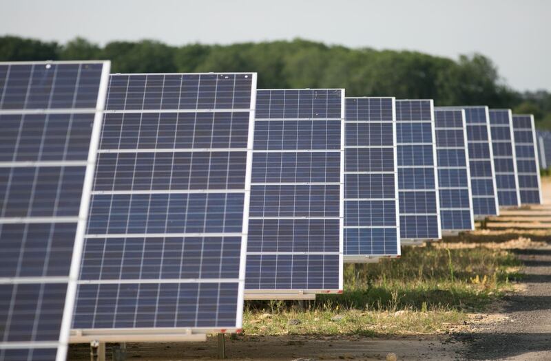 Solar panels at Kencot solar farm in Gloucestershire