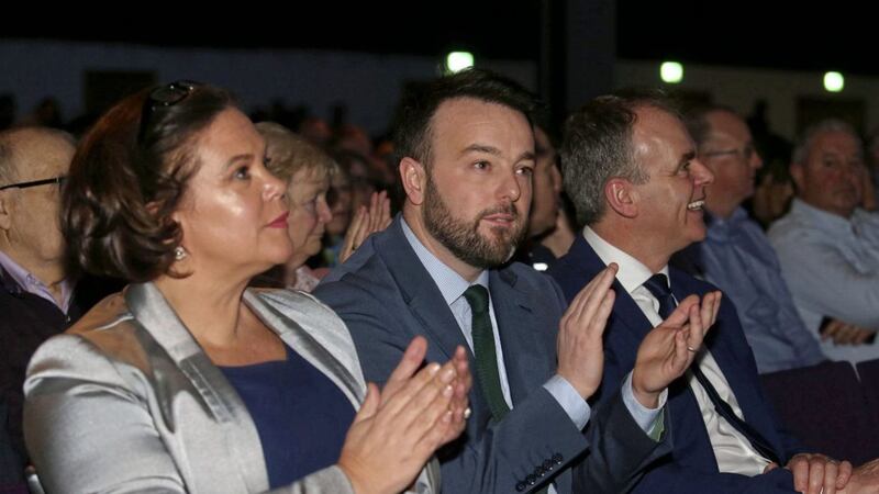 Sinn Fein President Mary Lou McDonald and SDLP leader Colum Eastwood at the Beyond Brexit event at the Waterfront Hall Picture Mal McCann. 