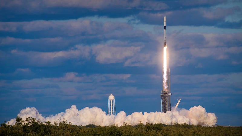 In this photo provided by the South Korea Defence Ministry, the country’s second military spy satellite lifts off from the Kennedy Space Centre in Cape Canaveral, Florida (South Korea Defence Ministry/AP)