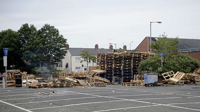A large bonfire was being built in a council-owned car park on Ashdale Street in east Belfast 