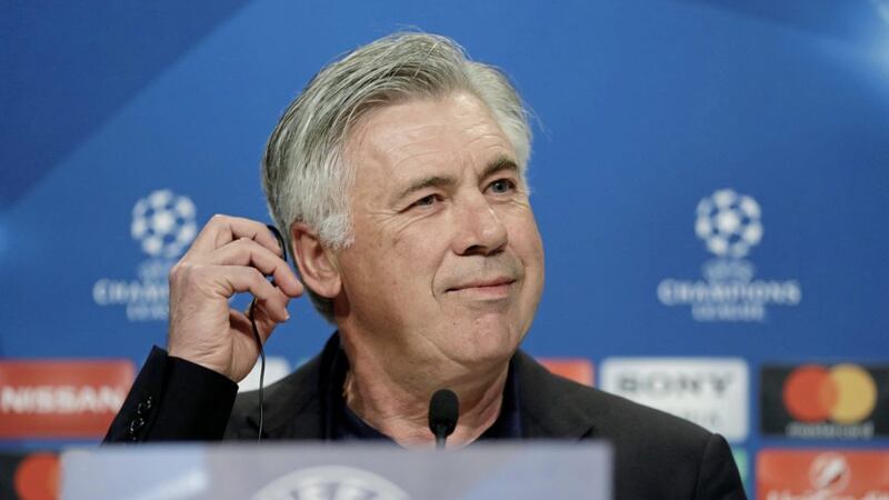 Bayern Munich head coach Carlo Ancelotti attends a news conference prior to the Champions League quarter-final, first leg soccer match against Real Madrid this evening Picture: AP 