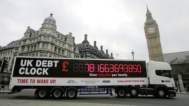 The UK&#39;s debt (currently &pound;1.87 trillion) rise at &pound;5,170 per second and interest a year is more than &pound;45 billion 