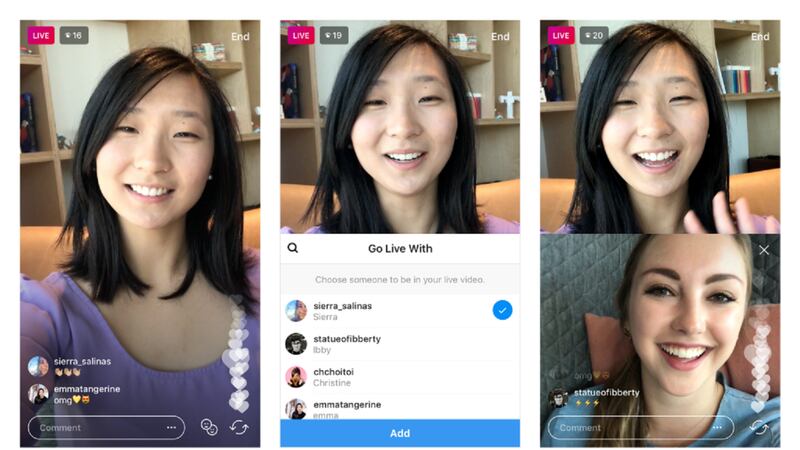 Users can now share a live video with a friend, complete with face filters.