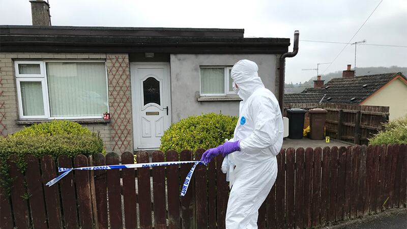 A forensic officer at the scene of a pipe bomb attack in Armagh city. Picture by Mal McCann
